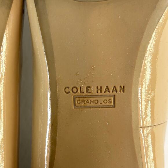Cole Haan grand os women's tan patent lump pointed toe pumps size 7 1/2 - Picture 8 of 10